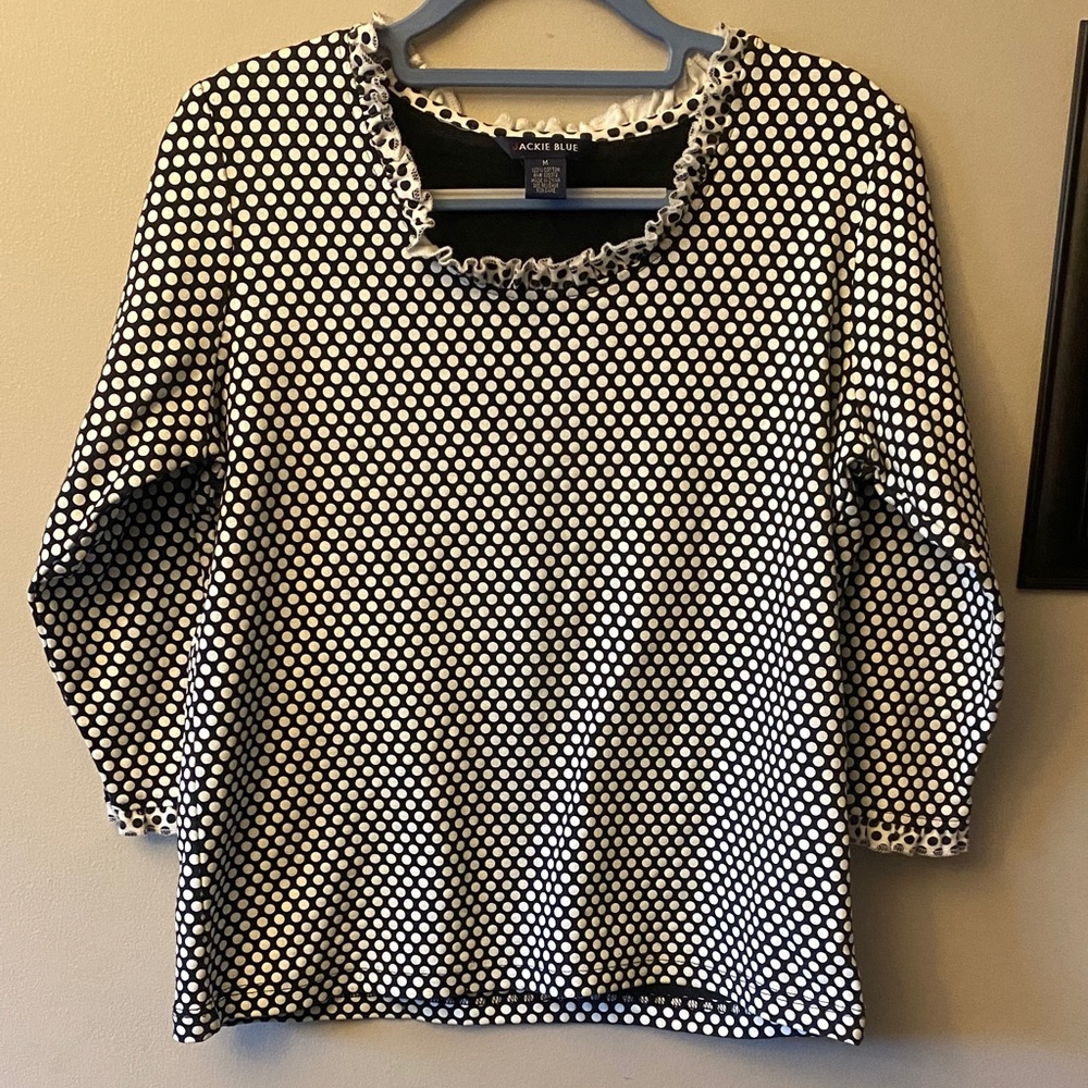 Jackie Blue Black & White Polka Dot Top